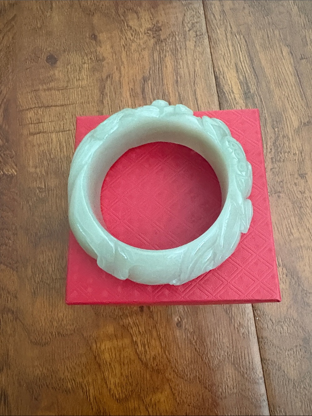 Carved Pale 💯% Green Jade Bangle Bracelet. Size approx 6.25” - Picture 4 of 6